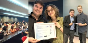 Inauguração do Centro Internacional de Certificação Profissional do UNIVEM em 2025, com alunos pioneiros certificados e parceria com a ENG DTP & Multimídia.
